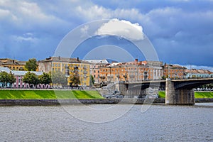 Historic buildings on Stepan Razin embankment in Tver